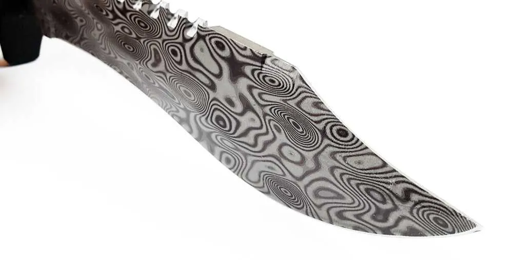 12" Tactical Knife With Damascus Pattern Blade