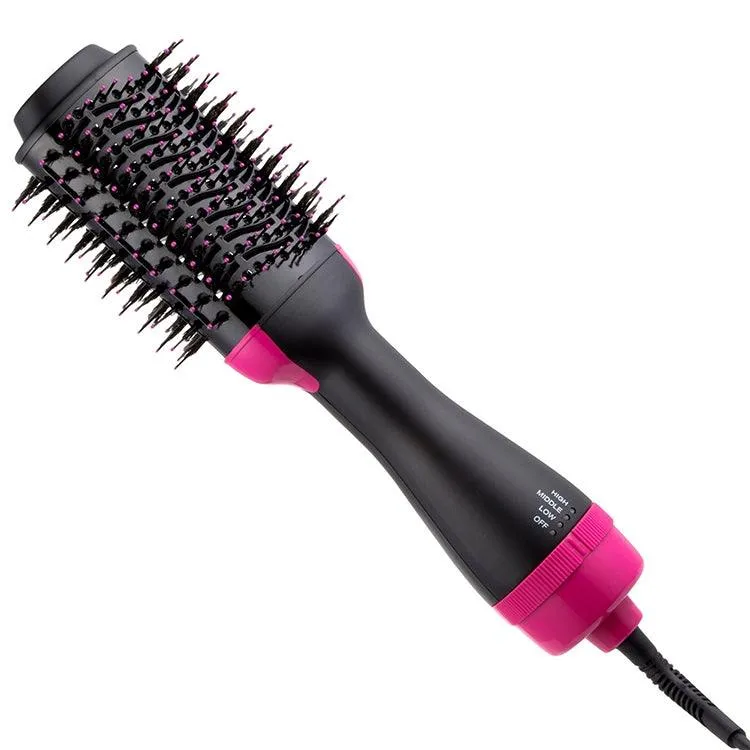 2-in-1 Rotating Hot Air Brush: Hair Dryer, Straightener & Curler Combo