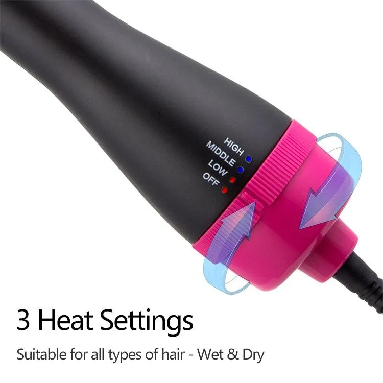 2-in-1 Rotating Hot Air Brush: Hair Dryer, Straightener & Curler Combo