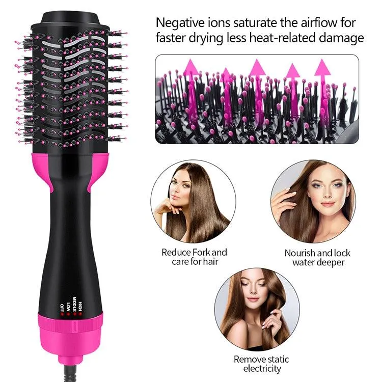 2-in-1 Rotating Hot Air Brush: Hair Dryer, Straightener & Curler Combo