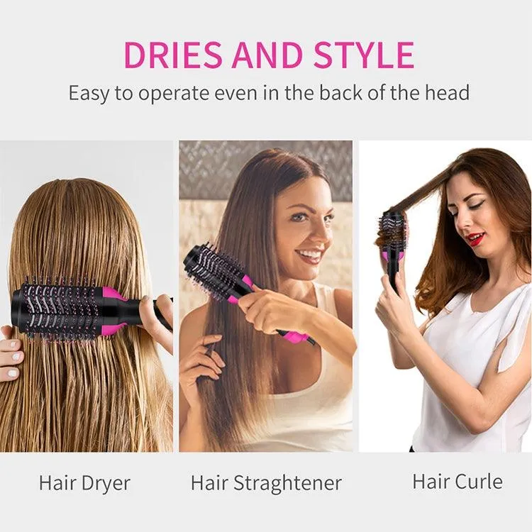 2-in-1 Rotating Hot Air Brush: Hair Dryer, Straightener & Curler Combo