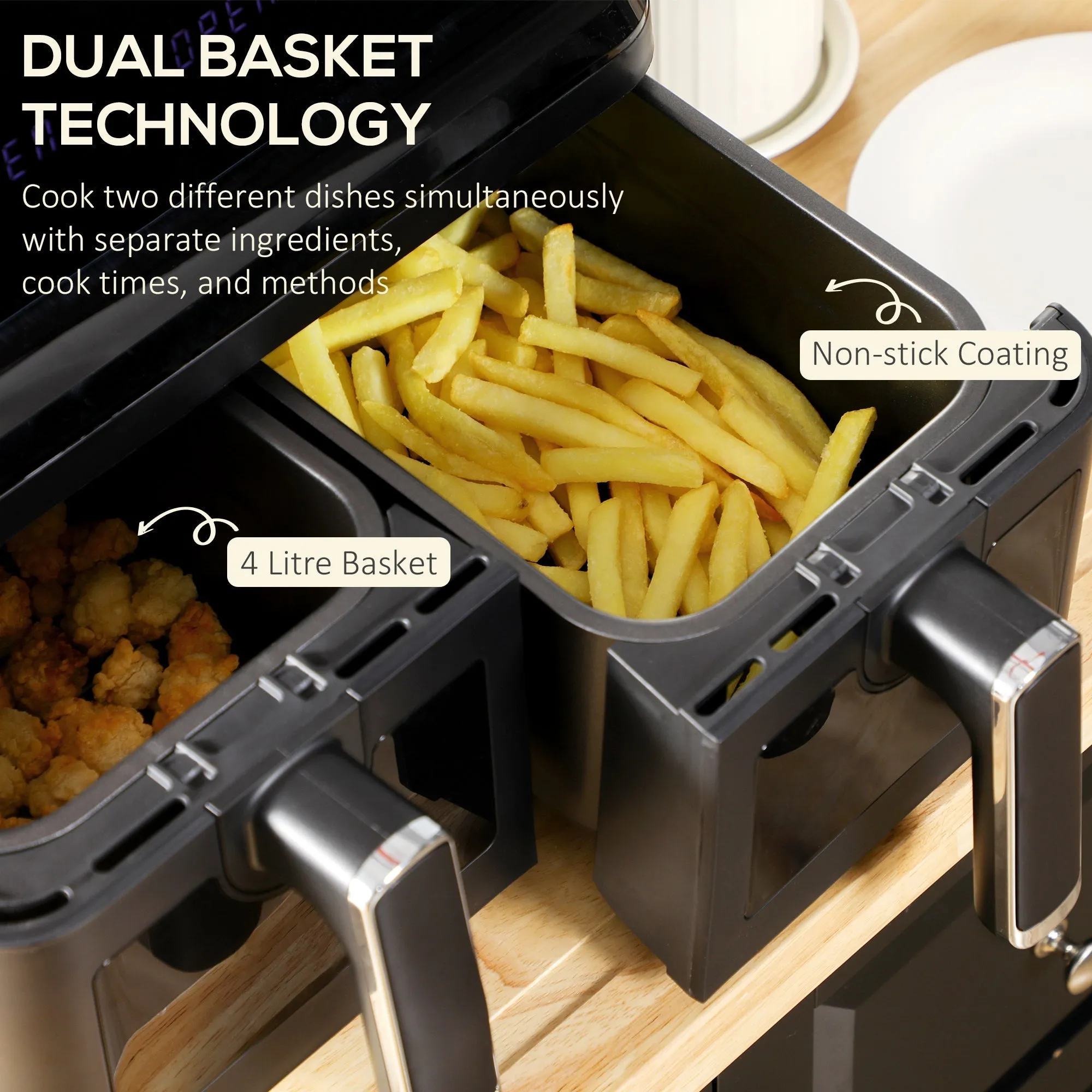 2500W 8L Family Size Air Fryer With 8 Presets Black