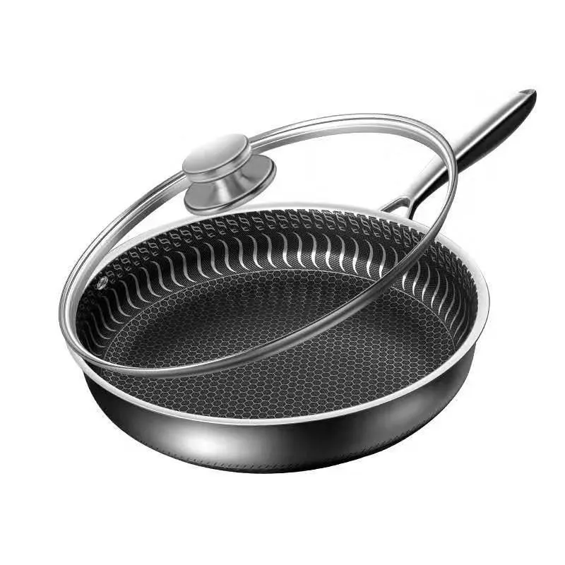 316 Stainless Steel Frying Pan Non-Stick Cooking Frypan Cookware 30cm Honeycomb Double Sided