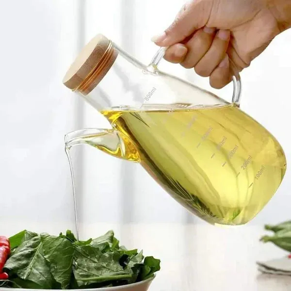 500ml glass oil/vinegar bottle with an airtight bamboo lid