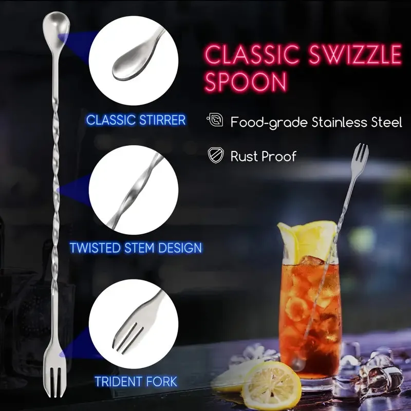 Bar 2-Piece 25.4cm Stainless Steel Cocktail Muddler & Mixing Spoon Set