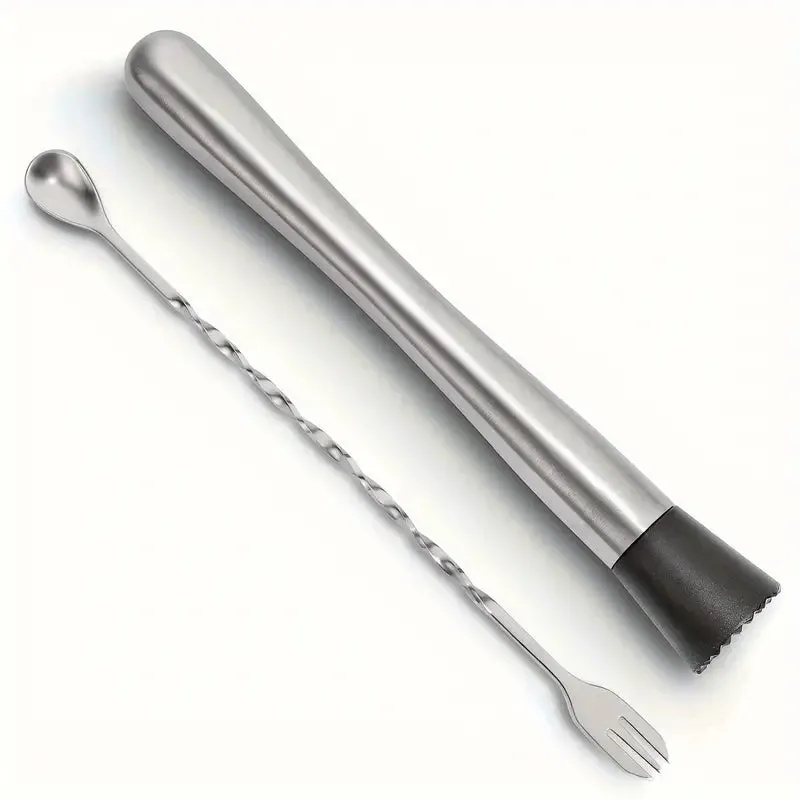 Bar 2-Piece 25.4cm Stainless Steel Cocktail Muddler & Mixing Spoon Set