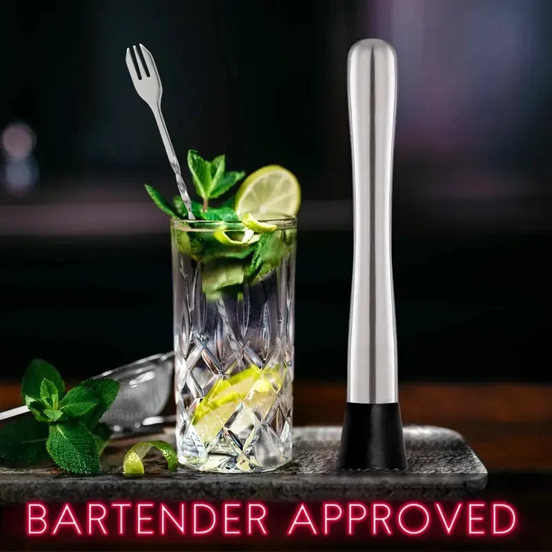 Bar 2-Piece 25.4cm Stainless Steel Cocktail Muddler & Mixing Spoon Set