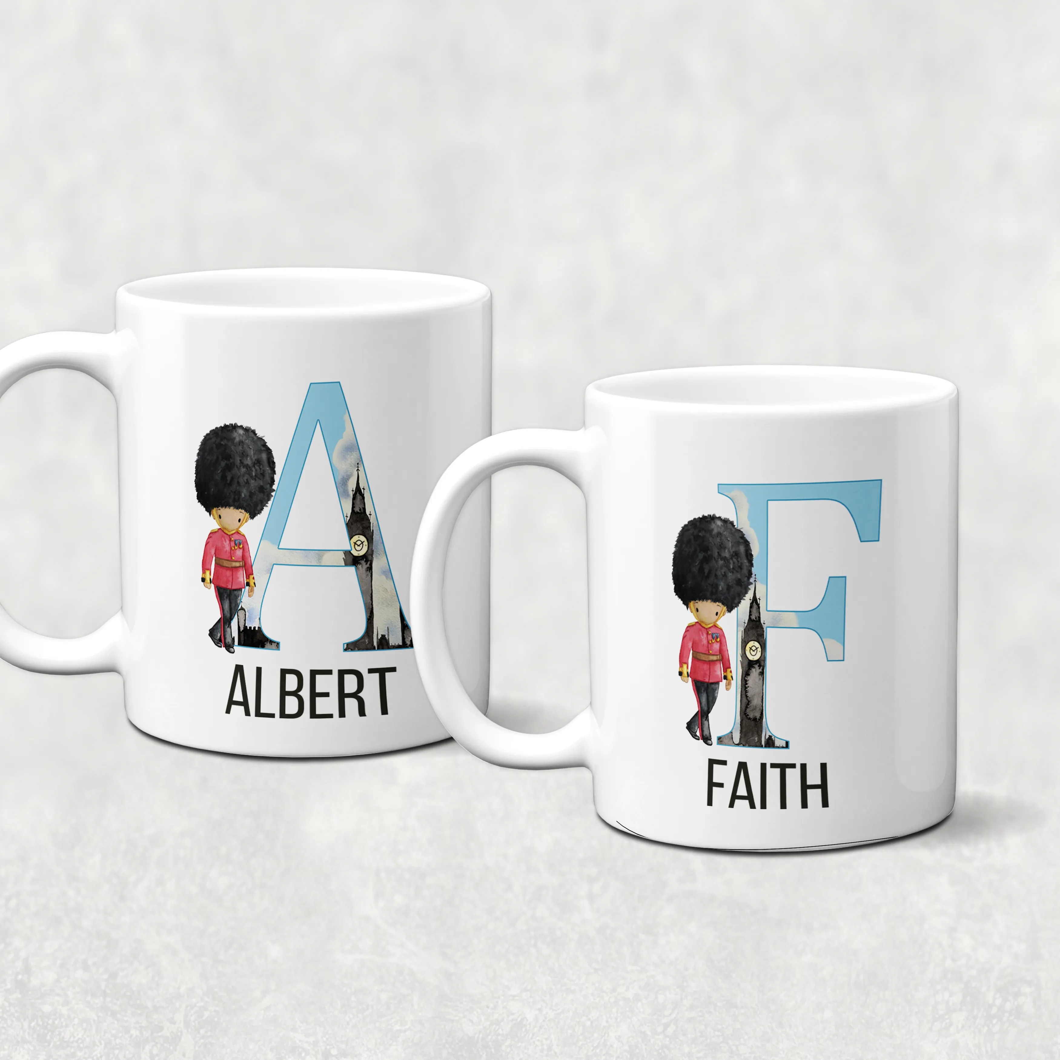 Beefeater Soldier Alphabet Personalised Watercolour Mug