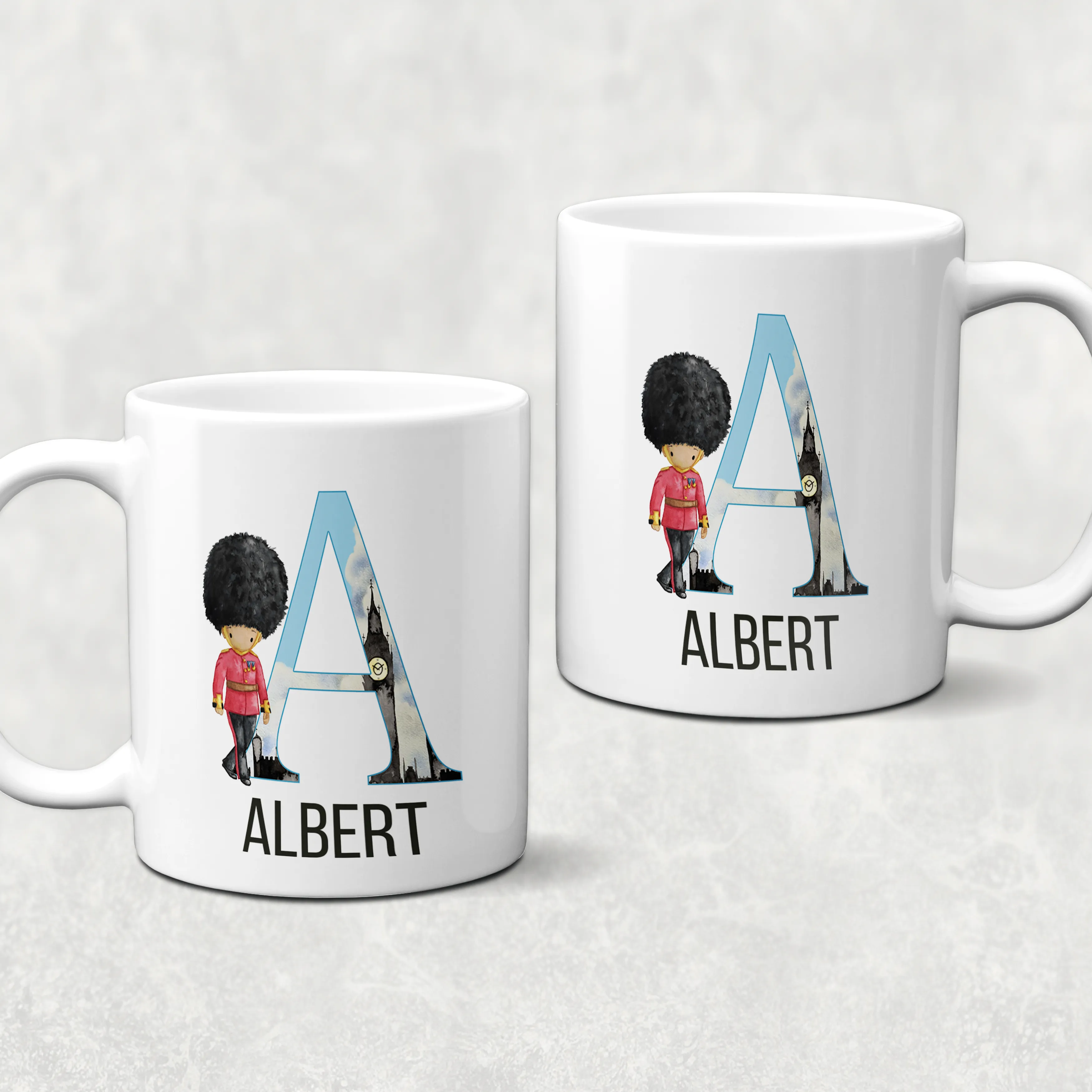 Beefeater Soldier Alphabet Personalised Watercolour Mug