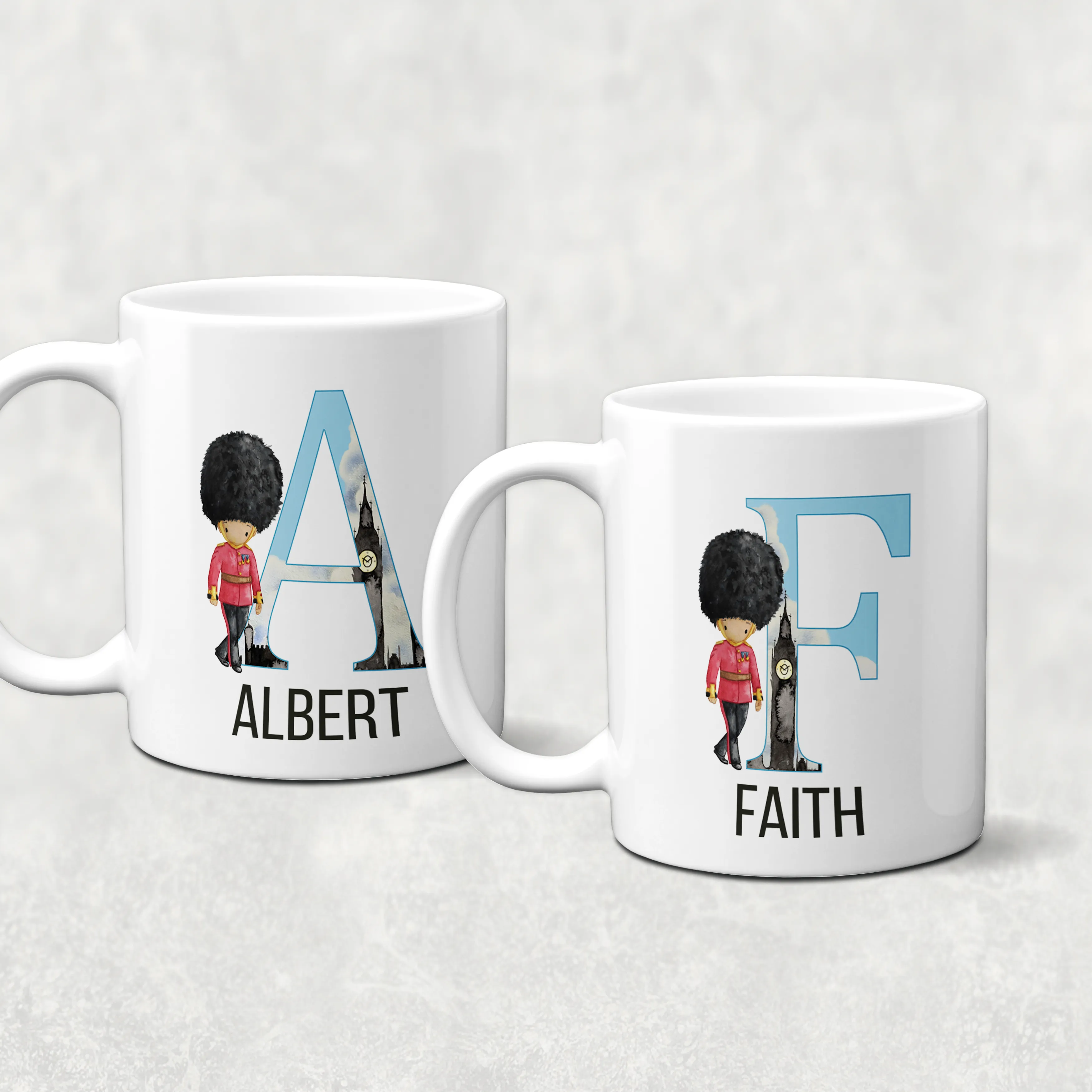 Beefeater Soldier Alphabet Personalised Watercolour Mug