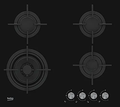 Beko Gas Hob Glass  4 Burners Black HILW64222S