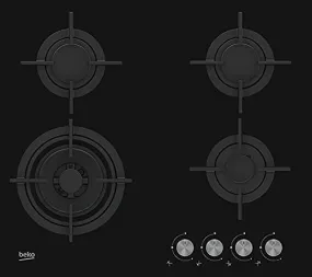 Beko Gas Hob Glass  4 Burners Black HILW64222S