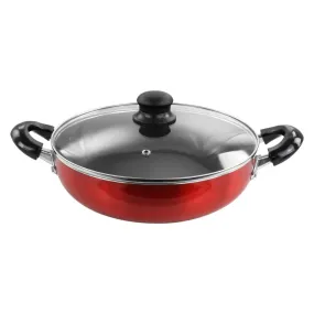 Better Chef Better Chef 12" Aluminum Non-Stick Deep Fryer W/Glass Lid Metallic - Red - 12 inch