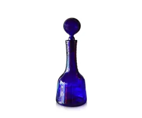 Blue Glass Trailed Decanter