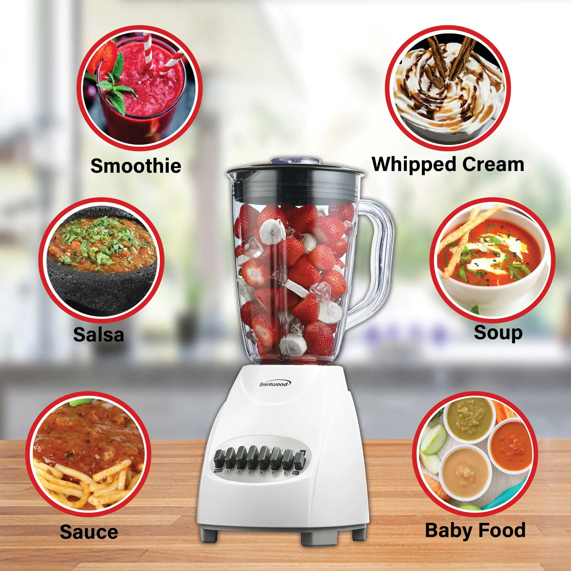 Brentwood JB-220W 12-Speed   Pulse Blender, White