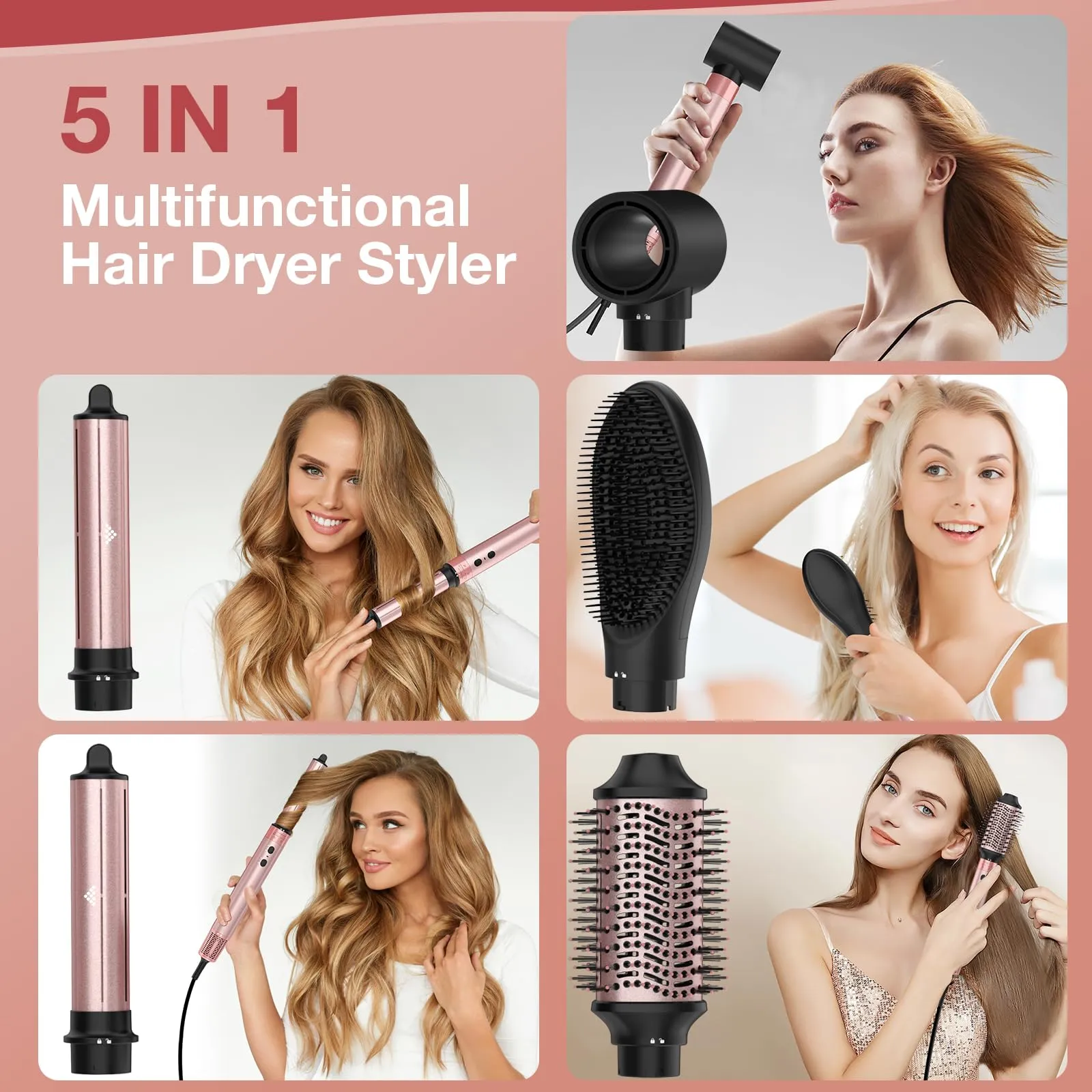 Brightup Air Styler, Professional Hair Dryer Brush with 110,000 RPM High-Speed Negative Ionic Blow Dryer, Auto Wrap Curlers, Multi Hair Styler for Fast Drying Styling Curling Straightening Volumizing