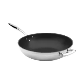 Browne 12" Thermalloy Tri-Ply Stainless Steel Wok Pan with Excalibur Non-Stick Finish - 5724102