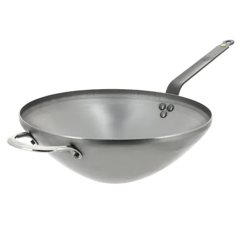 Browne 77561832 Mineral B Element Wok Pan, 12-1/2 in  dia., round, riveted handle & hel