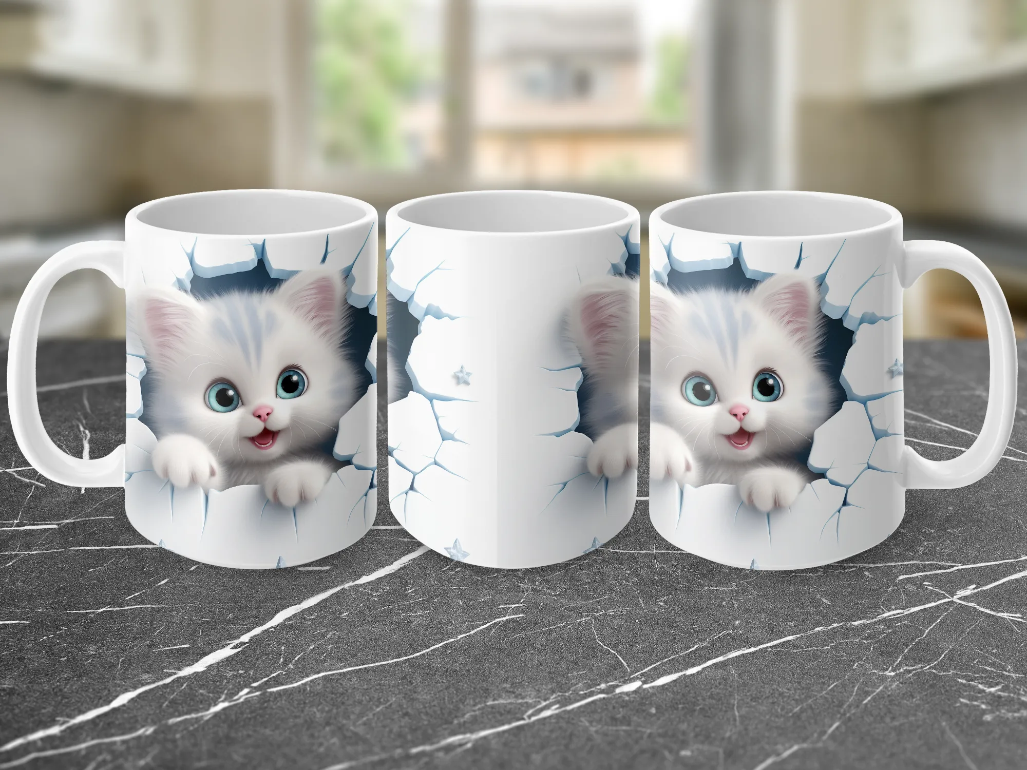 Cat Peeking Through a Hole in the wall mug, Cat lover gift, Cat mug, Cat Lover Gift for Women, Funny Cat Mug, Cat Lover Mug