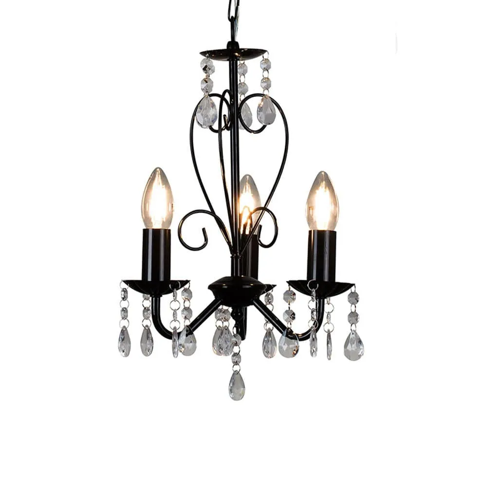 Cleo Metal and Crystal Chandelier Light Black | Chrome | White