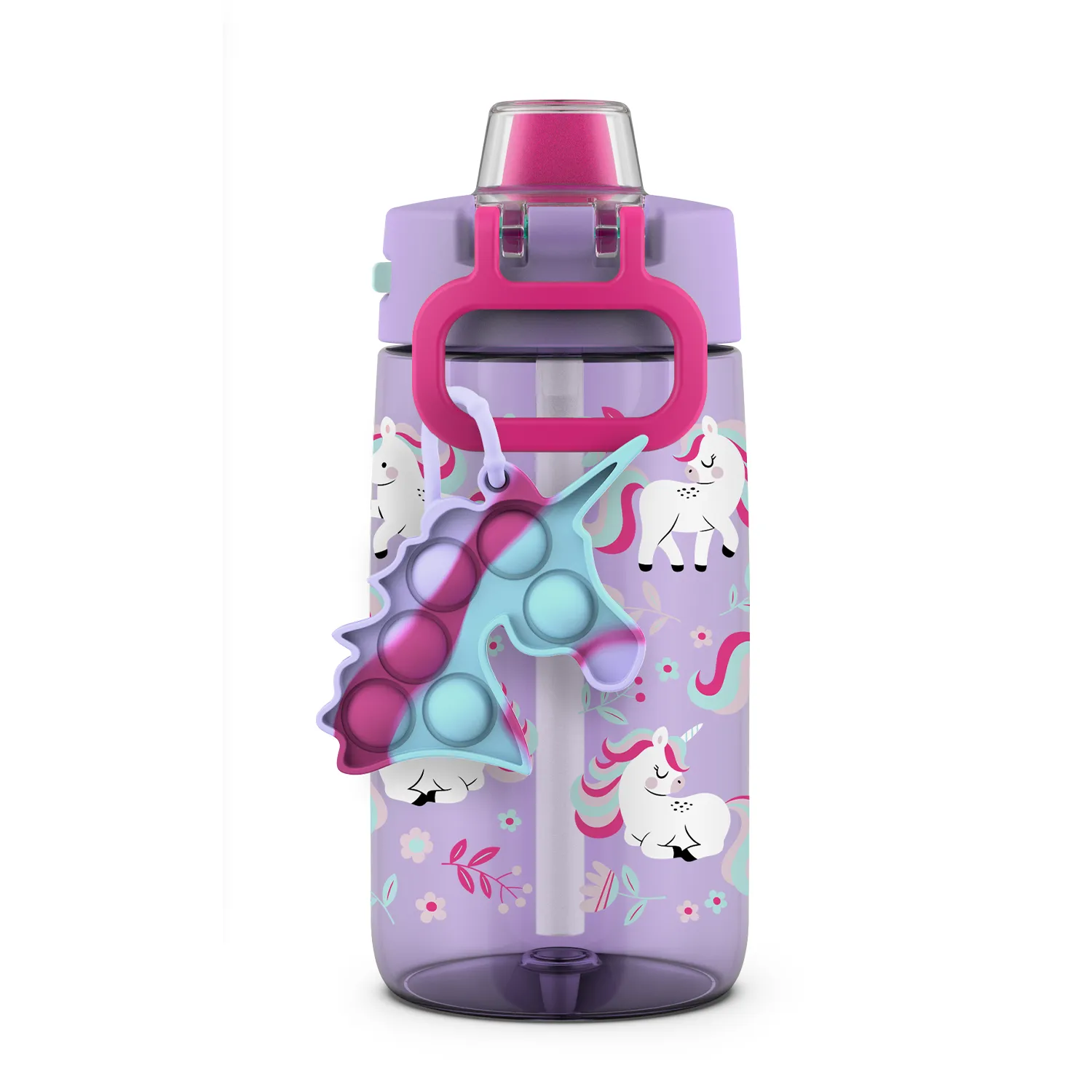 Colby Pop! 14oz Plastic Kids Water Bottle With Fidget Charm