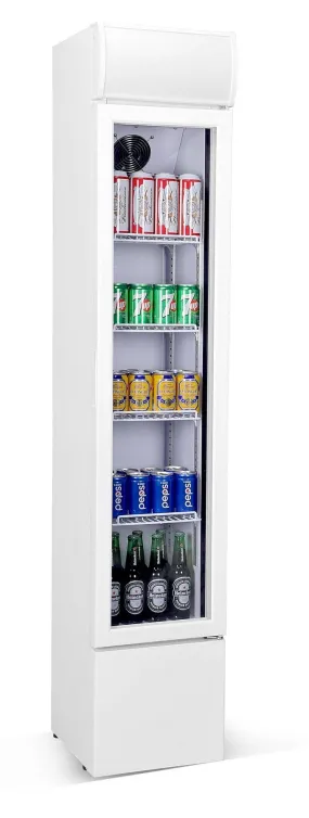 Combisteel Slimline Narrow Single Hinged Glass Door Fridge Merchandiser 105Ltr - 7455.1385