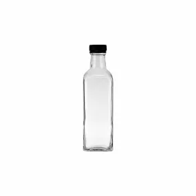 Consol 250ml Glass Square Bottle with Black Lid - Oil & Vinegar 27272