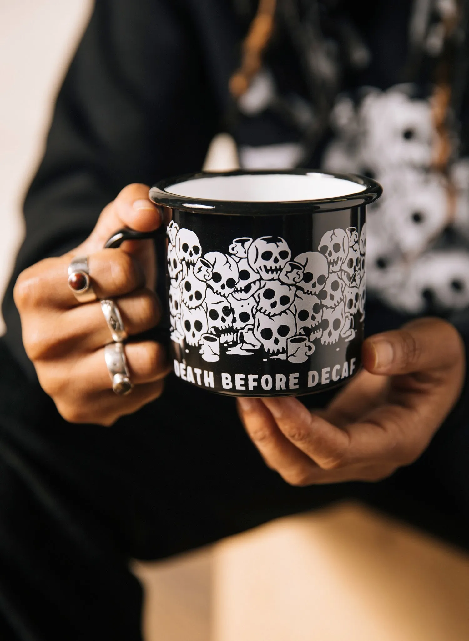 Death Before Decaf Enamel Mug