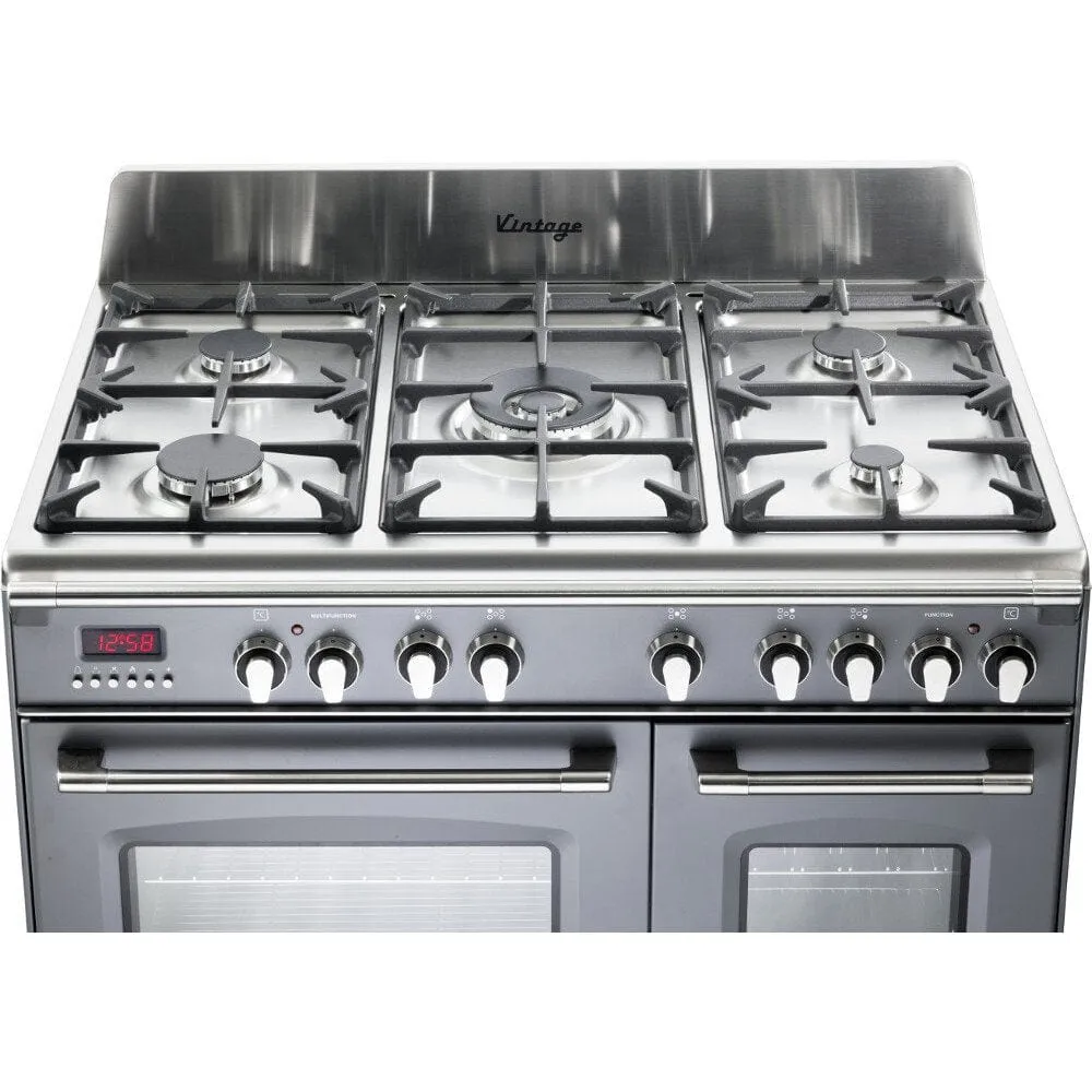 Delonghi DVTR906DFSLA Vintage 90cm Twin Cavity Dual Fuel Range Cooker, Slate [EX DISPALY AS NEW]