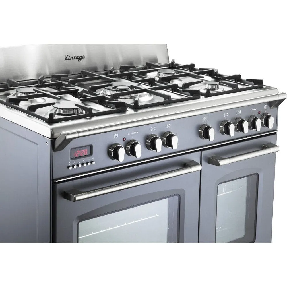 Delonghi DVTR906DFSLA Vintage 90cm Twin Cavity Dual Fuel Range Cooker, Slate [EX DISPALY AS NEW]