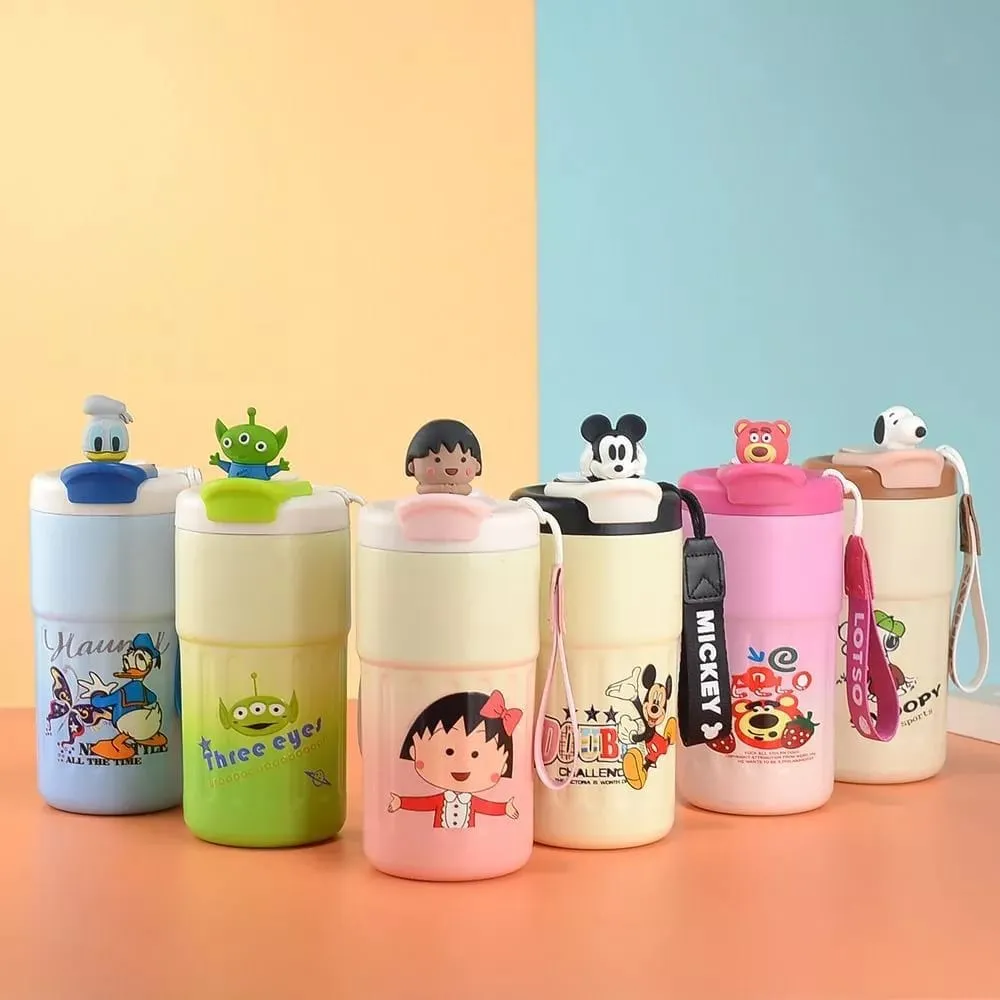 Disney-Themed Kids Mug with Carry Strap - Iconic Character Designs