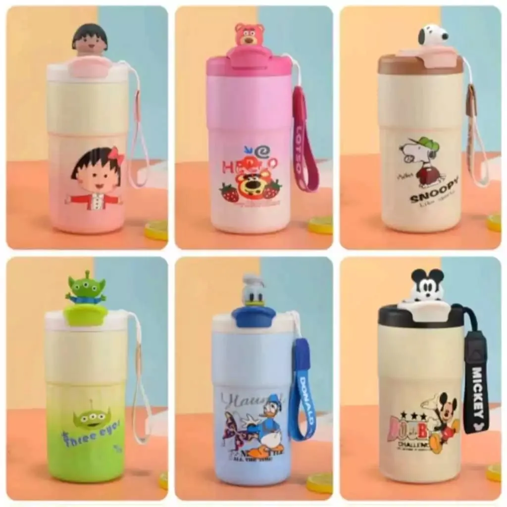 Disney-Themed Kids Mug with Carry Strap - Iconic Character Designs