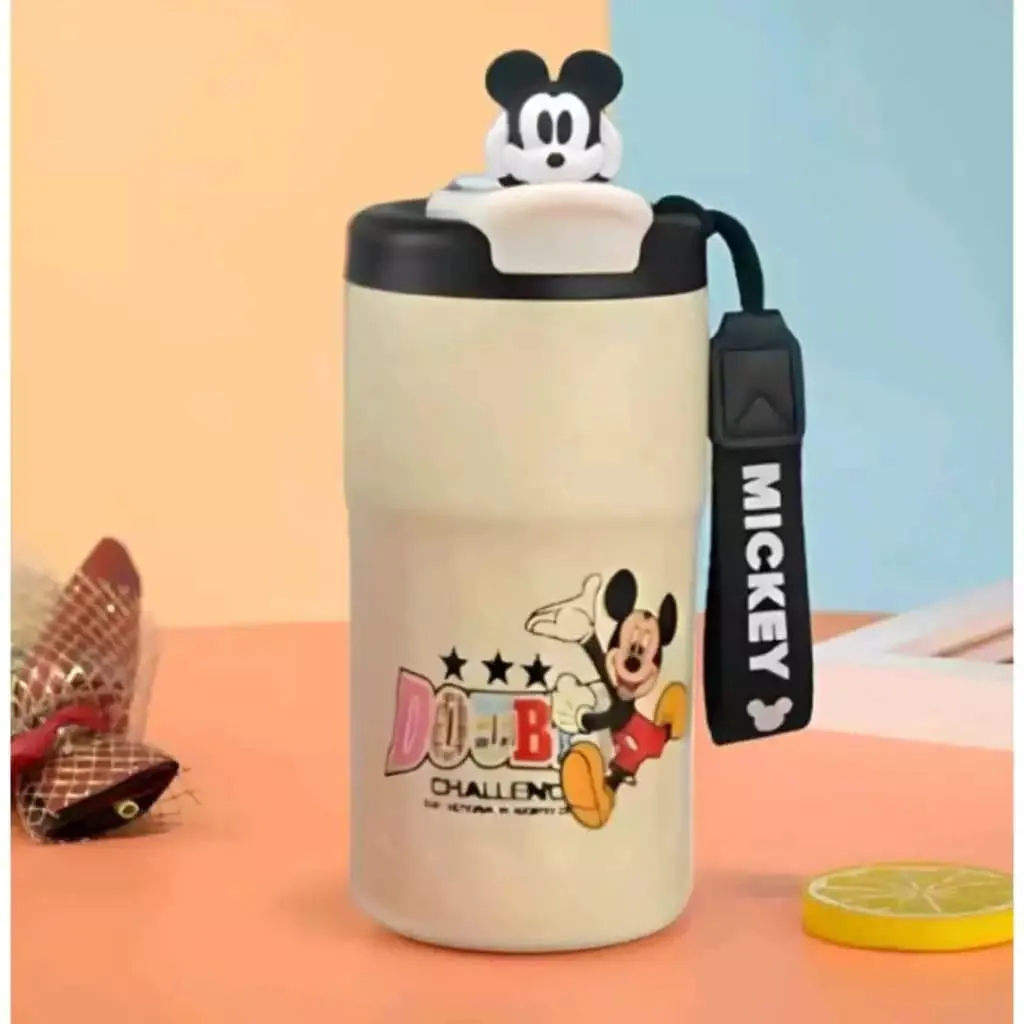 Disney-Themed Kids Mug with Carry Strap - Iconic Character Designs