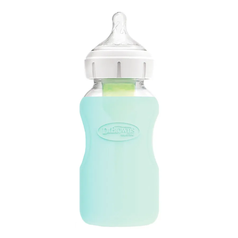 Dr.Brown's Silicone sleeve (protector),for wide neck baby glass feeding bottle - 270ml, Mint green