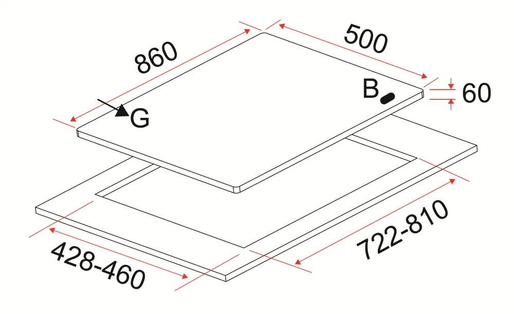 EFH9720TNVGB 86CM 2-BURNER GAS HOB