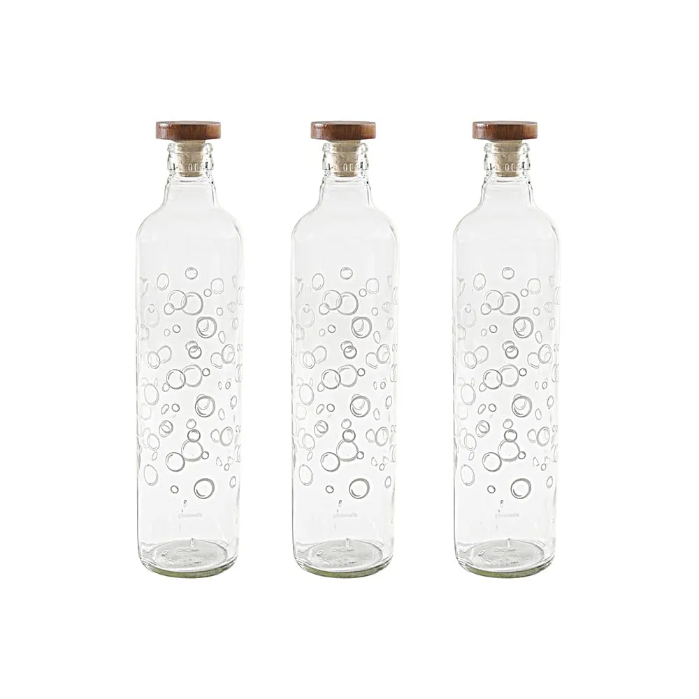 Ellementry Bubbles Glass Bottle with Cork (750 ML)| Water and Milk Bottle for Fridge | Clear and Transparent Bottles for Home and Office | BPA Free | Stylish and Premium Wine Bottle- Set of 3