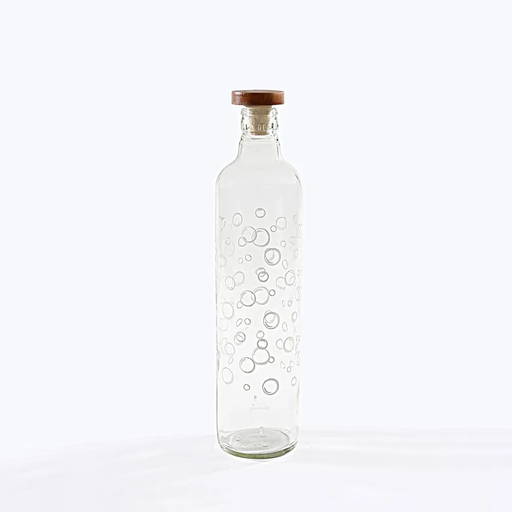 Ellementry Bubbles Glass Bottle with Cork (750 ML)| Water and Milk Bottle for Fridge | Clear and Transparent Bottles for Home and Office | BPA Free | Stylish and Premium Wine Bottle- Set of 3