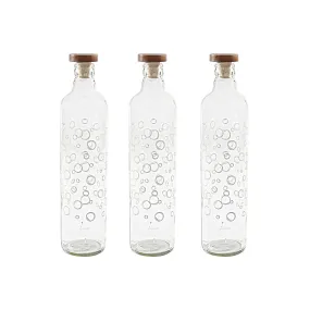 Ellementry Bubbles Glass Bottle with Cork (750 ML)| Water and Milk Bottle for Fridge | Clear and Transparent Bottles for Home and Office | BPA Free | Stylish and Premium Wine Bottle- Set of 3