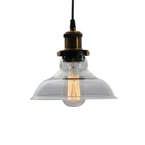 Farmhouse Glass Pendant Light Antique Brass