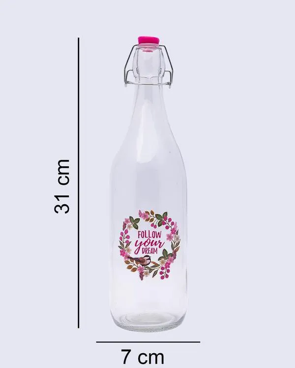 Glass Bottle, Water Bottle, Modern Design, Transparent, Glass, 1 Litre