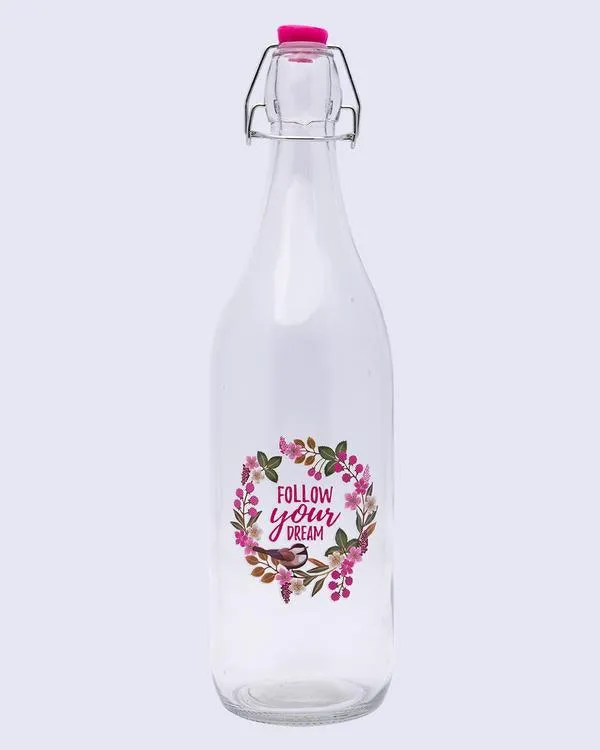 Glass Bottle, Water Bottle, Modern Design, Transparent, Glass, 1 Litre