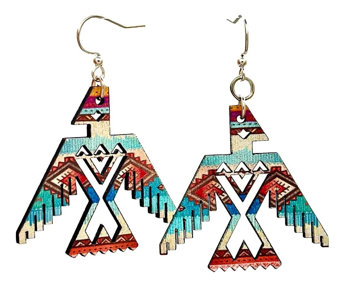 Green Tree Native American Thunderbird Earrings #1673