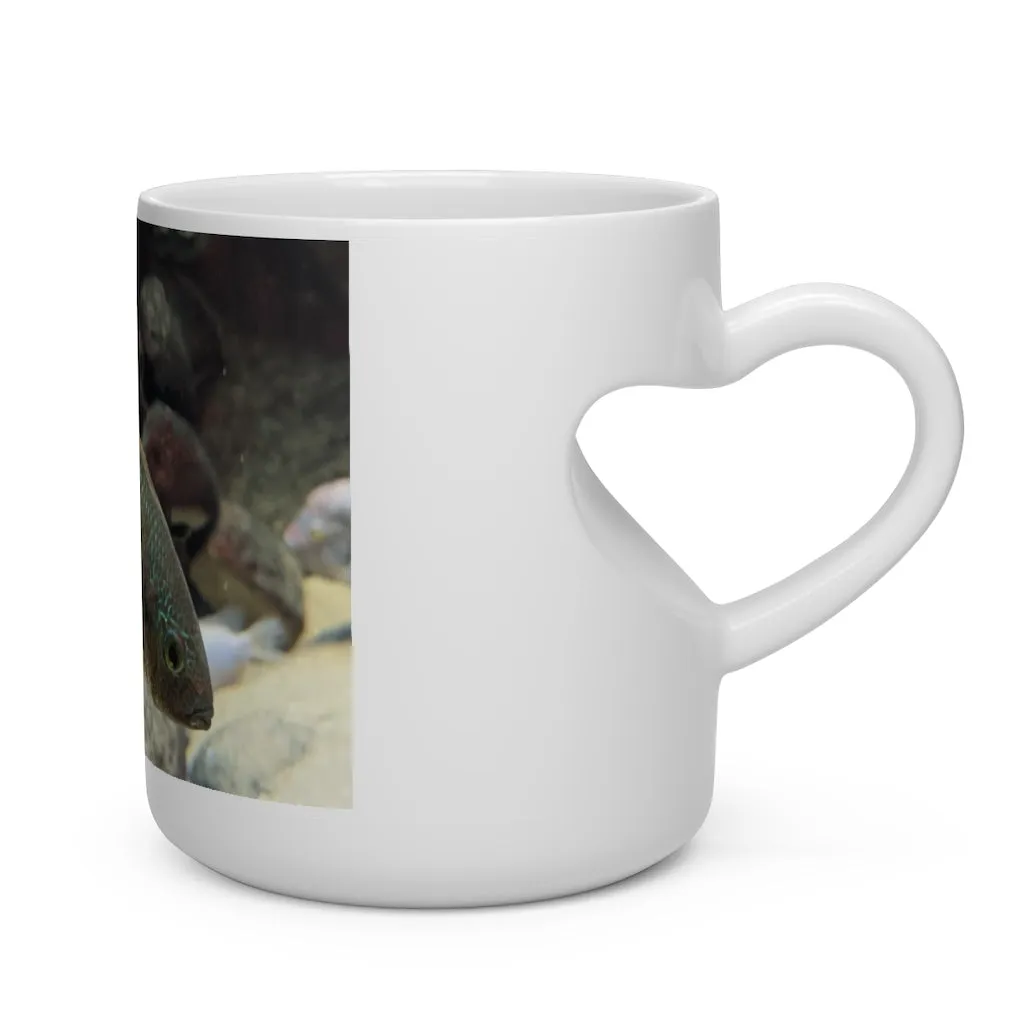 Grey and Orange Fish Heart Shape Mug