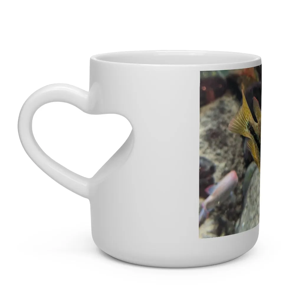 Grey and Orange Fish Heart Shape Mug