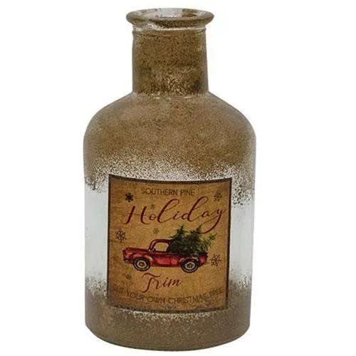 Holiday Trim Antiqued Bottle, Christmas Decor