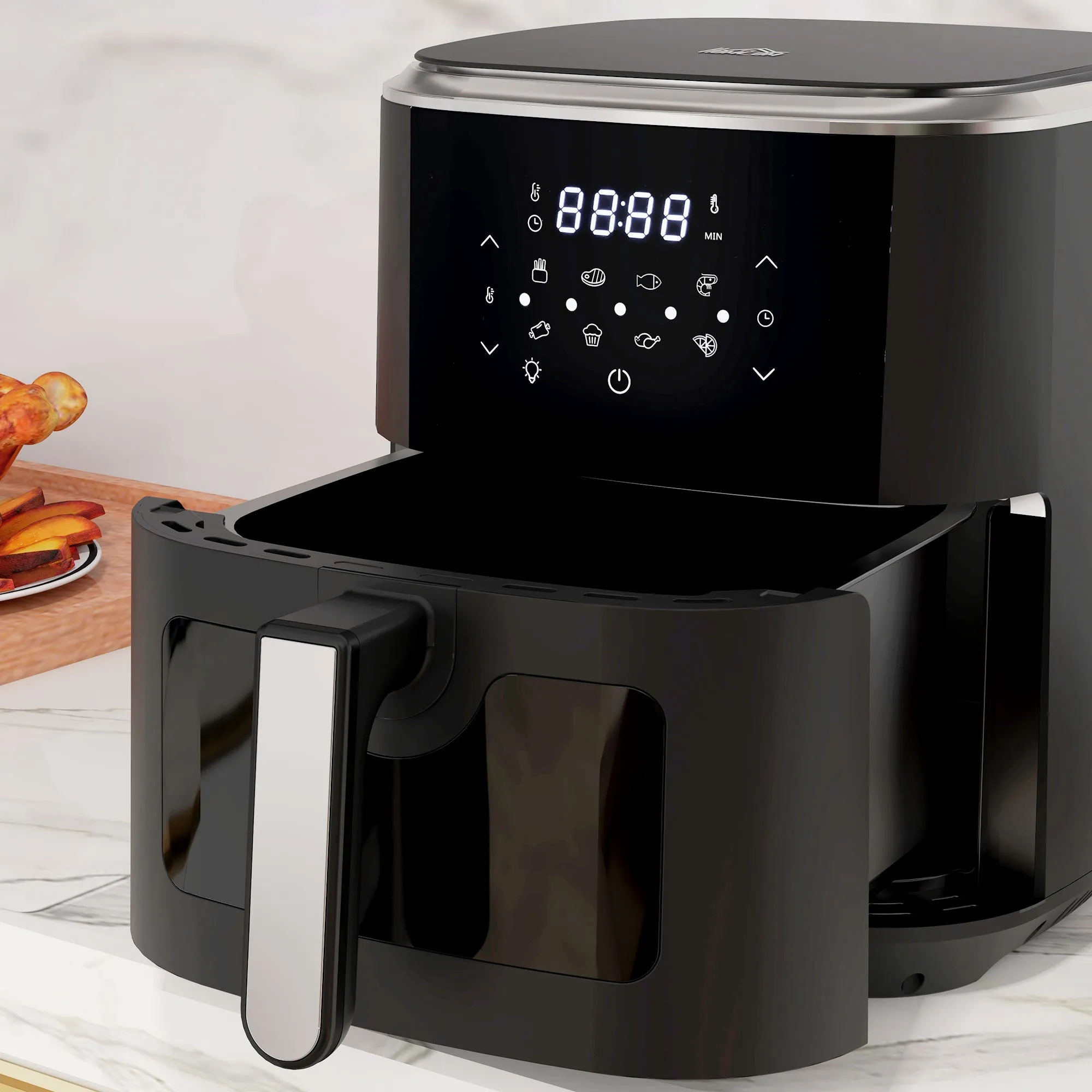 HOMCOM 6.7L Air Fryer w/ Digital Display Rapid Air Circulation Cookbook