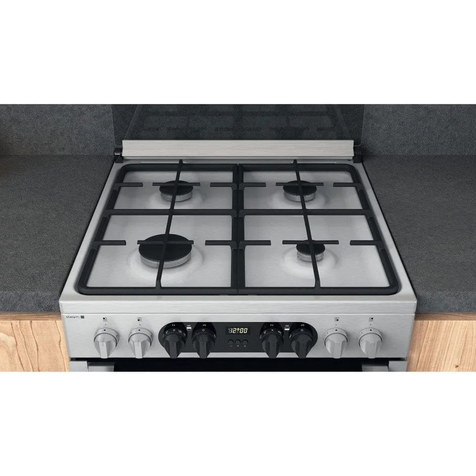 Hotpoint HD67G8CCX 60cm Dual Fuel Cooker Double Oven Gas Hob Stainless Steel