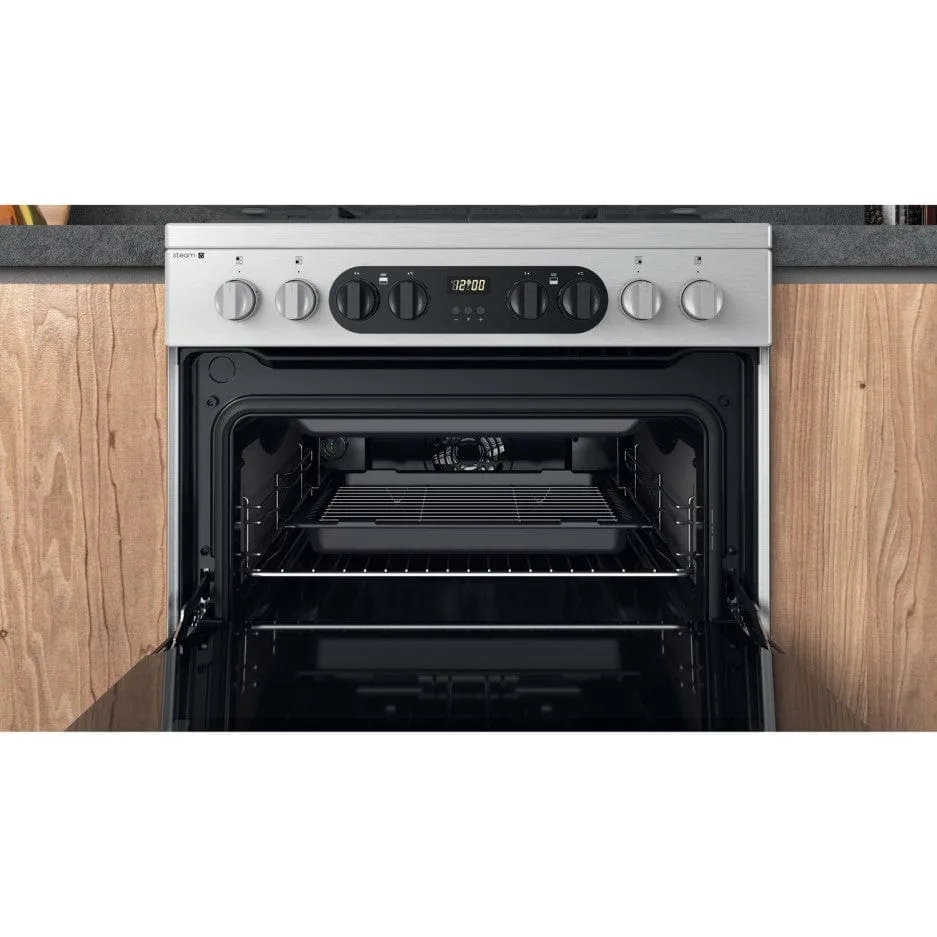 Hotpoint HD67G8CCX 60cm Dual Fuel Cooker Double Oven Gas Hob Stainless Steel