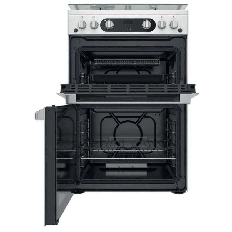 Hotpoint HDM67G0C2CX 60Cm Gas Cooker with Double Oven Inox