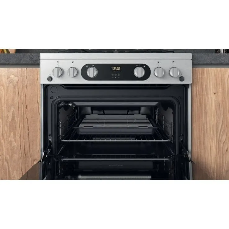 Hotpoint HDM67G0C2CX 60Cm Gas Cooker with Double Oven Inox